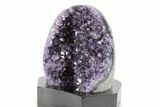 Deep Purple Amethyst Geode With Wood Base - Uruguay #360457-1